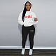 Women Letter Print Hoodies And Casual Pants Large Size 2 Pieces Set DN-N8222T25