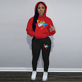 Women Printed Hoodies And Leisure Pants Large Size Two Pieces Suit DN-N8222G30
