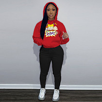 Women Printed Hoodies And Leisure Pants Large Size 2 Pieces Set DN-N8222R15