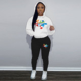 Women Printed Hoodies And Leisure Pants Large Size Two Pieces Suit DN-N8222G30