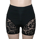 Black Lace Patchwork Sexy Shorts Two-piece Sets SH-390357