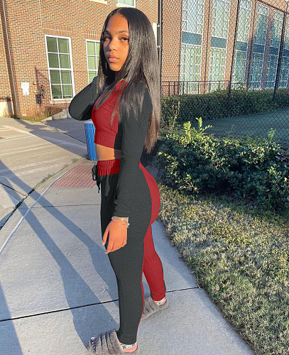 Casual Patchwork Women Two-piece Suits JR-270