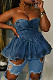 Sexy Strapless Zipper Back Women Denim Short Skirt MK-3159