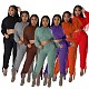 Leisure Solid Color Tassel Hoodies Two-piece Suits RS-9885