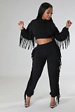 Leisure Solid Color Tassel Hoodies Two-piece Suits RS-9885