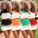 Knit Print O Neck Long Sleeve Sweater Crop Top Skirt Sets FSX-366
