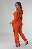 Leisure Solid Color Tassel Hoodies Two-piece Suits RS-9885