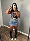 Sexy Slim Stretch Blue Denim Wrap Hip Short Skirt XT-8787