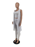 Rib Sleeveless Cardigan+Crop Top+Pants 3 Piece Set ZAND-31227
