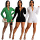 Zipper Stand Collar Long Sleeve Bodycon Rompers RS-202301