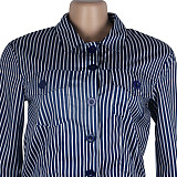 Leisure Blue Stripes Shorts Jackets Two-piece Sets SFY-009