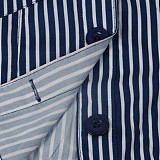 Leisure Blue Stripes Shorts Jackets Two-piece Sets SFY-009