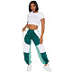 Women Patchwork Loose Sporty Pants Jogging Slacks WDS-230957
