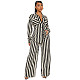 Casual Women Stripes Buttons Blouse Long Pants Two-piece Suits WDS-230968