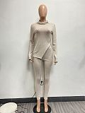 Solid Color Turtleneck Wool Striped Casual Fashion Suit NIYA-8148