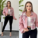 Women Plaid Patchwork Casual Jackets CY-6154