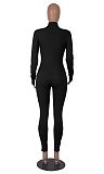 Women Solid Color Zipper Front Slim Sporty Jumpsuits HXZY-0321