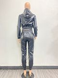 Women PU Leather Casual Two Piece Sets NIYA-8149