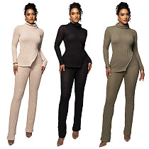 Solid Color Turtleneck Wool Striped Casual Fashion Suit NIYA-8148