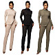 Solid Color Turtleneck Wool Striped Casual Fashion Suit NIYA-8148