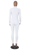 Women Solid Color Zipper Front Slim Sporty Jumpsuits HXZY-0321