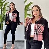 Women Plaid Patchwork Casual Jackets CY-6154