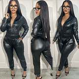 Women PU Leather Casual Two Piece Sets NIYA-8149