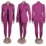 Solid Color Suit Top Stretch Tight three-piece Sets NY-10601