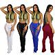 Sexy Hollow Out Solid Color Flared Long Pants HXZY-0302