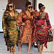 Fashion Print Lantern Sleeves Flounced Slim Maxi Dress NY-10597