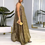 Sexy Oblique Shoulder Gilding Patchwork Long Jumpsuits NY-2840