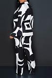 Fashion Irregular Print Suit Long Pants 2 Pieces Set NY-2842