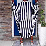 Large Size Loose Stripes Print Shorts Two-piece Sets NY-10600
