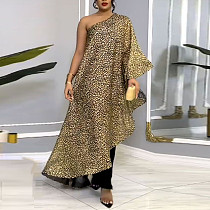 Sexy Oblique Shoulder Gilding Patchwork Long Jumpsuits NY-2840