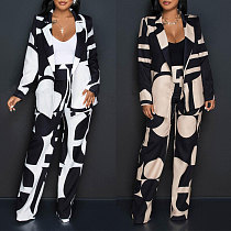 Fashion Irregular Print Suit Long Pants 2 Pieces Set NY-2842
