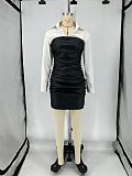 Punk Style Women Patchwork Lapel Collar Mini Dress XRB-10055