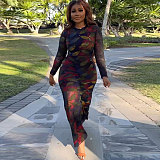 Sexy Print Package Hips Long Fishtail Dresses NY-2857