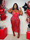 Sexy See Through Sling Sleeveless Hot Drilling Midi Sheath Dresses NY-2072