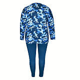 Large Size Women Camo Print Long Pants Sets Two Pieces ​SH-39071