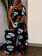 Women Printed Halloween Skull Sleeveless Suspenders Wide-leg Pants SH-390760