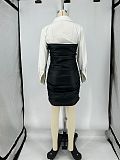 Punk Style Women Patchwork Lapel Collar Mini Dress XRB-10055