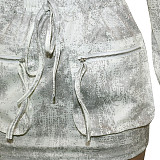 Leisure Women Print Bomber jacket And Mini Skirt Sets SH-390795