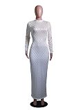 Sexy Transparent Round Collar Long Sleeves Long Dresses YS-865