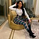 Women White Tops And Plaid Print Straps Pants 2 Piece Sets YS-866