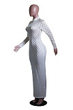 Sexy Transparent Round Collar Long Sleeves Long Dresses YS-865