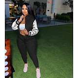 Women Patchwork Hoodies And Long Pants Sporty Two Pieces Sets XRB-10062
