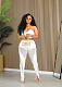 Sexy Strapless Crop Top With Mesh Split Long Pants Two Pieces Set NY-7332