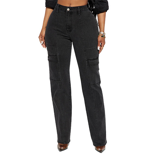 Women Leisure Black Denim Two-piece Sets MEM-88510