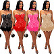Sexy Halterneck Hot Drilling Mesh Feather Rompers OSD-6911