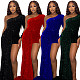 Sexy Simple Shoulder Sequined Long Swing Mini Dress OSD-6922